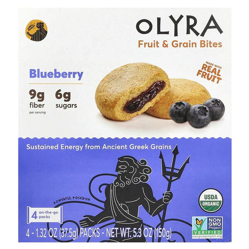 <img alt="Olyra, Fruit & Grain Bites, Blueberry, 4 Packs, 1.32 oz (37.5 g) Each" title="Olyra, Fruit & Grain Bites, Blueberry, 4 Packs, 1.32 oz (37.5 g) Each,819019020646"