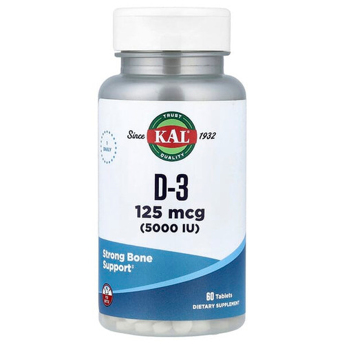 <img alt="KAL, D-3 , 125 mcg (5,000 IU), 60 Tablets" title="KAL, D-3 , 125 mcg (5,000 IU), 60 Tablets,021245162834"