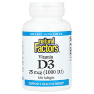 <img alt="Natural Factors, Vitamin D3, 25 mcg (1,000 IU), 180 Softgels" title="Natural Factors, Vitamin D3, 25 mcg (1,000 IU), 180 Softgels,068958010540"