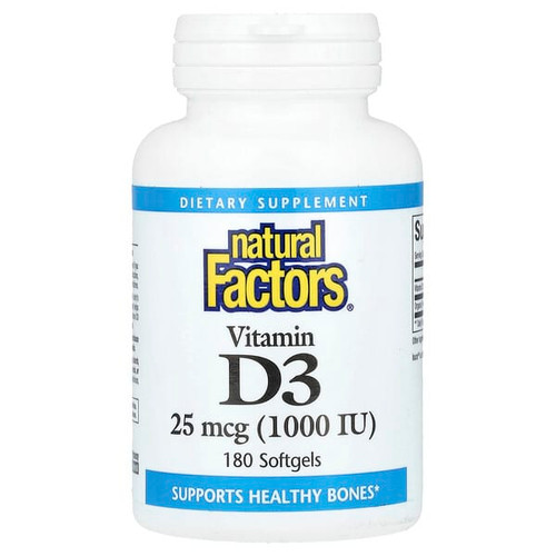 <img alt="Natural Factors, Vitamin D3, 25 mcg (1,000 IU), 180 Softgels" title="Natural Factors, Vitamin D3, 25 mcg (1,000 IU), 180 Softgels,068958010540"