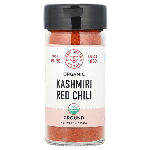 <img alt="Pure Indian Foods, Organic Kashmiri Red Chili, Ground, 2.1 oz (59 g)" title="Pure Indian Foods, Organic Kashmiri Red Chili, Ground, 2.1 oz (59 g),850013619245"