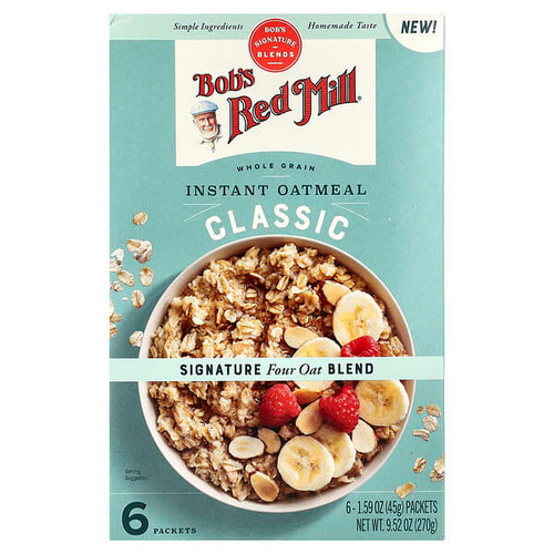 <img alt="Bobs Red Mill, Instant Oatmeal, Whole Grain, Classic, 6 Packets, 1.59 oz (45 g) Each" title="Bobs Red Mill, Instant Oatmeal, Whole Grain, Classic, 6 Packets, 1.59 oz (45 g) Each,039978004895"