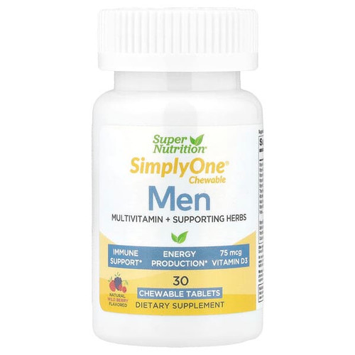 <img alt="Super Nutrition, SimplyOne, Mens Multivitamin + Supporting Herbs with Vitamin A, Vitamin C, Organic Whole Food and Botanical Blend, Wild-Berry, 30 Chewable Tablets" title="Super Nutrition, SimplyOne, Mens Multivitamin + Supporting Herbs with Vitamin A, Vitamin C, Organic Whole Food and Botanical Blend, Wild-Berry, 30 Chewable Tablets,033739002694"