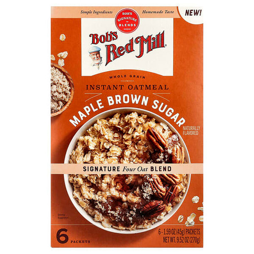 <img alt="Bobs Red Mill, Instant Oatmeal, Whole Grain, Maple Brown Sugar, 6 Packets, 1.59 oz (45 g) Each" title="Bobs Red Mill, Instant Oatmeal, Whole Grain, Maple Brown Sugar, 6 Packets, 1.59 oz (45 g) Each,039978004888"