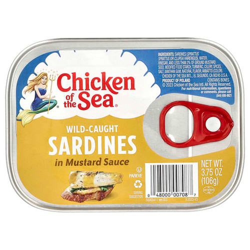 <img alt="3 PACK of Chicken of the Sea, Wild Caught Sardines in Mustard Sauce, 3.75 oz (106 g)" title="3 PACK of Chicken of the Sea, Wild Caught Sardines in Mustard Sauce, 3.75 oz (106 g),048000007087"