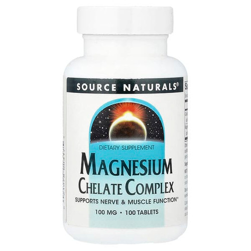 <img alt="Source Naturals, Magnesium Chelate Complex, 100 mg, 100 Tablets" title="Source Naturals, Magnesium Chelate Complex, 100 mg, 100 Tablets,021078003175"