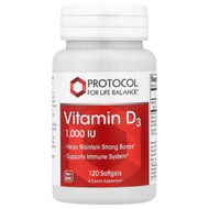 <img alt="Protocol for Life Balance, Vitamin D3, 25 mcg (1,000 IU), 120 Softgels" title="Protocol for Life Balance, Vitamin D3, 25 mcg (1,000 IU), 120 Softgels,707359103658"