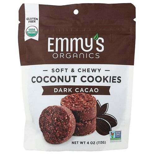 <img alt="Emmys Organic Cookies, Soft & Chewy Coconut Cookies, Dark Cacao, 4 oz (113 g)" title="Emmys Organic Cookies, Soft & Chewy Coconut Cookies, Dark Cacao, 4 oz (113 g),850711006323"