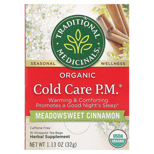 <img alt="Traditional Meds, Organic Cold Care PM, Meadowsweet Cinnamon, Caffeine Free, 16 Wrapped Tea Bags, 1.13 oz (32 g)" title="Traditional Meds, Organic Cold Care PM, Meadowsweet Cinnamon, Caffeine Free, 16 Wrapped Tea Bags, 1.13 oz (32 g),032917007322"
