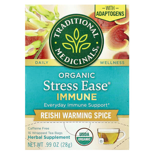 <img alt="Traditional Meds, Organic Stress Ease Immune, Reishi Warming Spice, Caffeine Free, 16 Wrapped Tea Bags, 0.99 oz (28 g)" title="Traditional Meds, Organic Stress Ease Immune, Reishi Warming Spice, Caffeine Free, 16 Wrapped Tea Bags, 0.99 oz (28 g),032917008350"