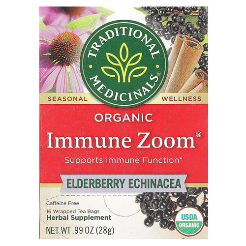 <img alt="Traditional Meds, Organic Immune Zoom, Elderberry Echinacea, Caffeine Free, 16 Wrapped Tea Bags, 0.99 oz (28 g)" title="Traditional Meds, Organic Immune Zoom, Elderberry Echinacea, Caffeine Free, 16 Wrapped Tea Bags, 0.99 oz (28 g),032917008152"