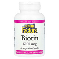 <img alt="Natural Factors, Biotin, 5,000 mcg, 60 Vegetarian Capsules" title="Natural Factors, Biotin, 5,000 mcg, 60 Vegetarian Capsules,068958012629"