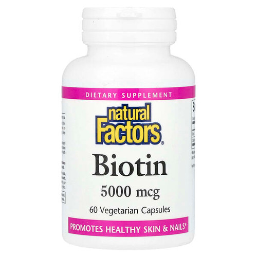 <img alt="Natural Factors, Biotin, 5,000 mcg, 60 Vegetarian Capsules" title="Natural Factors, Biotin, 5,000 mcg, 60 Vegetarian Capsules,068958012629"