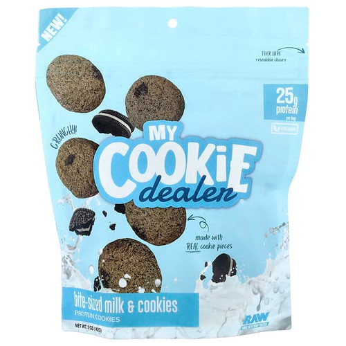 <img alt="My Cookie Dealer Protein, Bite-Sized Protein Cookies, Milk & Cookies, 5 oz (142 g)" title="My Cookie Dealer Protein, Bite-Sized Protein Cookies, Milk & Cookies, 5 oz (142 g),850069104351"