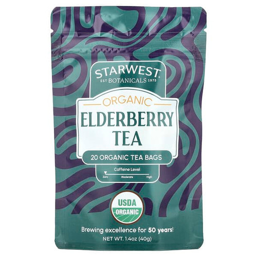 <img alt="Starwest Botanicals, Organic Elderberry Tea, 20 Tea Bags, 1.4 oz (40 g)" title="Starwest Botanicals, Organic Elderberry Tea, 20 Tea Bags, 1.4 oz (40 g),767963175571"
