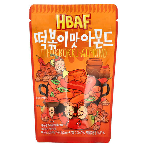 <img alt="HBAF, Tteokbokki Almond, 4.23 oz (120 g)" title="HBAF, Tteokbokki Almond, 4.23 oz (120 g),8809617944781"