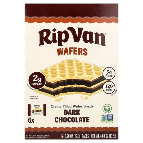 <img alt="Rip Van Wafels, Creme Filled Wafer Snack, Dark Chocolate, 6 Packs, 0.78 oz (22 g) Each" title="Rip Van Wafels, Creme Filled Wafer Snack, Dark Chocolate, 6 Packs, 0.78 oz (22 g) Each,850020705856"