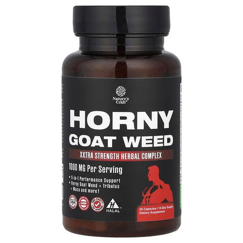 <img alt="Natures Craft, Horny Goat Weed, Xxtra Strength Herbal Complex, 20 Capsules" title="Natures Craft, Horny Goat Weed, Xxtra Strength Herbal Complex, 20 Capsules,850050639046"