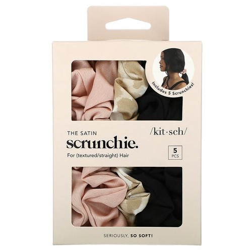 <img alt="Kitsch, The Satin Scrunchie, For Textured-Straight Hair, Assorted, 5 Scrunchie" title="Kitsch, The Satin Scrunchie, For Textured-Straight Hair, Assorted, 5 Scrunchie,819677025427"
