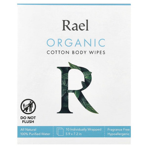 <img alt="Rael, Organic Cotton Body Wipes, Fragrance Free, 10 Individually Wrapped Wipes" title="Rael, Organic Cotton Body Wipes, Fragrance Free, 10 Individually Wrapped Wipes,810027131225"