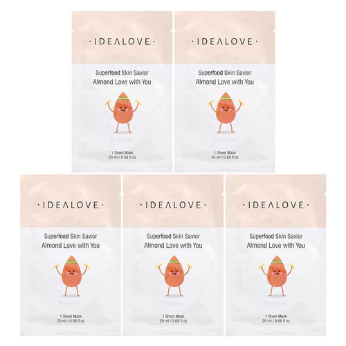 <img alt="Idealove, Superfood Skin Savior, Almond Love with You, 5 Beauty Sheet Masks, 0.68 fl oz (20 ml) Each" title="Idealove, Superfood Skin Savior, Almond Love with You, 5 Beauty Sheet Masks, 0.68 fl oz (20 ml) Each,898220023134"