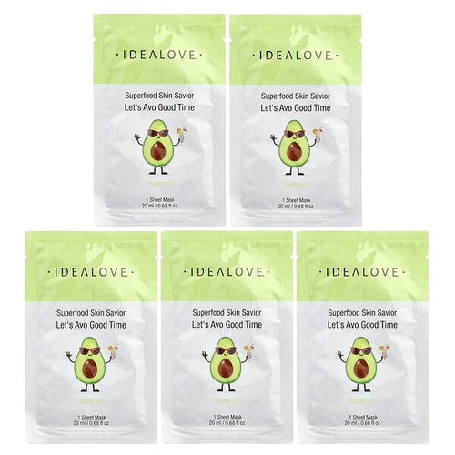 <img alt="Idealove, Superfood Skin Savior, Lets Avo Good Time, 5 Beauty Sheet Masks, 0.68 fl oz (20 ml) Each" title="Idealove, Superfood Skin Savior, Lets Avo Good Time, 5 Beauty Sheet Masks, 0.68 fl oz (20 ml) Each,898220023097"