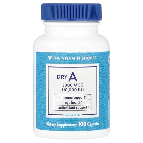 <img alt="The Vitamin Shoppe, Dry A, 3,000 mcg (10,000 IU), 100 Capsules" title="The Vitamin Shoppe, Dry A, 3,000 mcg (10,000 IU), 100 Capsules,766536012619"