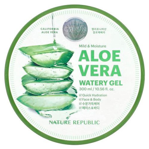 <img alt="Nature Republic, Mild & Moisture, Aloe Vera Watery Gel, 10.56 fl oz (300 ml)" title="Nature Republic, Mild & Moisture, Aloe Vera Watery Gel, 10.56 fl oz (300 ml),8806173488148"