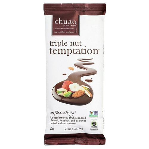 <img alt="Chuao Chocolatier, Dark Chocolate Bar, Triple Nut Temptation, 3.5 oz (100 g)" title="Chuao Chocolatier, Dark Chocolate Bar, Triple Nut Temptation, 3.5 oz (100 g),872629001825"