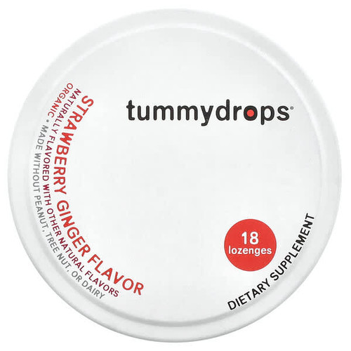 <img alt="Tummydrops, Organic Drops, Strawberry Ginger , 18 Lozenges" title="Tummydrops, Organic Drops, Strawberry Ginger , 18 Lozenges,850573003645"