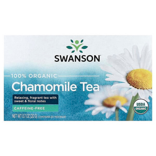 <img alt="Swanson Vitamins, 100% Organic Chamomile Tea, Caffeine Free, 20 Tea Bags, 0.7 oz (20 g)" title="Swanson Vitamins, 100% Organic Chamomile Tea, Caffeine Free, 20 Tea Bags, 0.7 oz (20 g),087614240794"