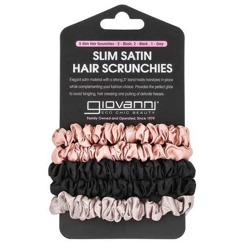 <img alt="Giovanni, Slim Satin Hair Scrunchies, Blush, Black, Gray,  5 Scrunchies" title="Giovanni, Slim Satin Hair Scrunchies, Blush, Black, Gray,  5 Scrunchies,716237188403"