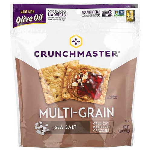 <img alt="Crunchmaster, Multi-Grain, Crunchy Baked Rice Crackers, Sea Salt, 4 oz (113 g)" title="Crunchmaster, Multi-Grain, Crunchy Baked Rice Crackers, Sea Salt, 4 oz (113 g),879890002025"