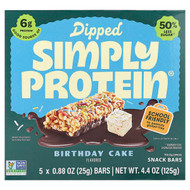 <img alt="Simply Protein, Dipped Snack Bars, Birthday Cake, 5 Bars, 0.88 oz (25 g) Each" title="Simply Protein, Dipped Snack Bars, Birthday Cake, 5 Bars, 0.88 oz (25 g) Each,686207401262"