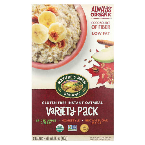 <img alt="Natures Path, Organic Gluten Free Instant Oatmeal, Variety Pack, 8 Packets, 11.3 oz (320 g)" title="Natures Path, Organic Gluten Free Instant Oatmeal, Variety Pack, 8 Packets, 11.3 oz (320 g),058449450634"
