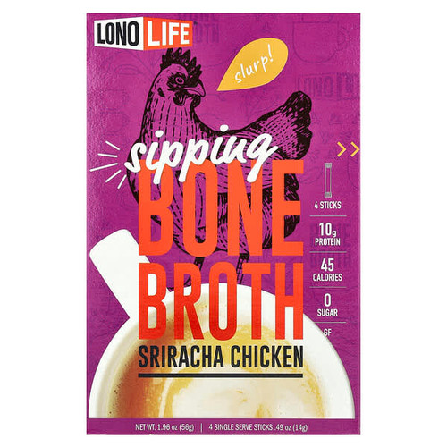 <img alt="Lonolife, Sipping Bone Broth, Sriracha Chicken, 4 Single Serve Sticks, 0.49 oz (14 g) Each" title="Lonolife, Sipping Bone Broth, Sriracha Chicken, 4 Single Serve Sticks, 0.49 oz (14 g) Each,853752008820"