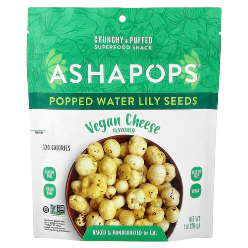 <img alt="AshaPops, Popped Water Lily Seeds, Vegan Cheese, 1 oz (28 g)" title="AshaPops, Popped Water Lily Seeds, Vegan Cheese, 1 oz (28 g),860284001540"