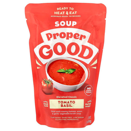 <img alt="Proper Good, Ready to Heat & Eat, Tomato Basil Soup, 12 oz (340 g)" title="Proper Good, Ready to Heat & Eat, Tomato Basil Soup, 12 oz (340 g),850015537653"