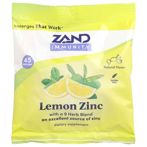 <img alt="Zand, Immunity, Lemon Zinc, Natural, 45 Lozenges" title="Zand, Immunity, Lemon Zinc, Natural, 45 Lozenges,041954112906"