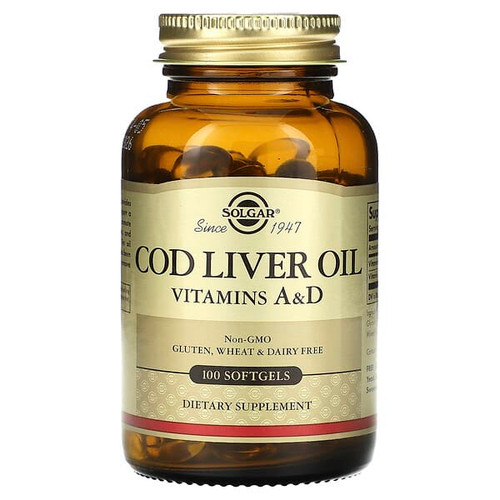 <img alt="Solgar, Cod Liver Oil, Vitamins A & D, 100 Softgels" title="Solgar, Cod Liver Oil, Vitamins A & D, 100 Softgels,033984009400"