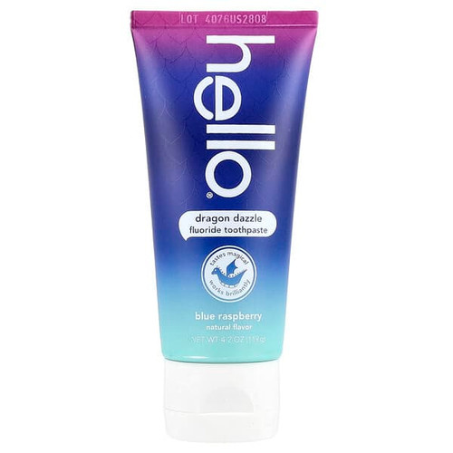 <img alt="Hello, Kids, Fluoride Toothpaste, Dragon Dazzle, Ages 2+, Blue Raspberry, 4.2 oz (119 g)" title="Hello, Kids, Fluoride Toothpaste, Dragon Dazzle, Ages 2+, Blue Raspberry, 4.2 oz (119 g),819156021803"