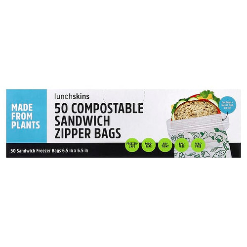 <img alt="Lunchskins, Compostable Sandwich Zipper Bags, 50 Bags" title="Lunchskins, Compostable Sandwich Zipper Bags, 50 Bags,860005993383"