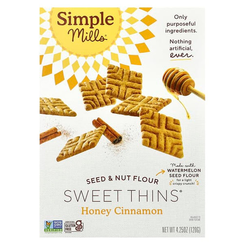 <img alt="Simple Mills, Seed & Nut Flour, Sweet Thins, Honey Cinnamon, 4.25 oz (120 g)" title="Simple Mills, Seed & Nut Flour, Sweet Thins, Honey Cinnamon, 4.25 oz (120 g),856069005643"