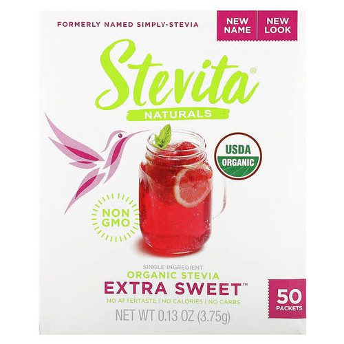 <img alt="Stevita Naturals, Naturals, Organic Stevia, Extra Sweet, 50 Packets, 0.13 oz (3.75 g)" title="Stevita Naturals, Naturals, Organic Stevia, Extra Sweet, 50 Packets, 0.13 oz (3.75 g),617928003091"
