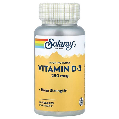 <img alt="Solaray, High Potency Vitamin D-3, 250 mcg, 60 Vegcaps" title="Solaray, High Potency Vitamin D-3, 250 mcg, 60 Vegcaps,076280752502"