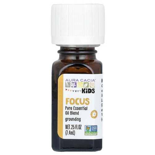 <img alt="Aura Cacia, Kids, Pure Essential Oil Blend, Focus, 0.25 fl oz (7.4 ml)" title="Aura Cacia, Kids, Pure Essential Oil Blend, Focus, 0.25 fl oz (7.4 ml),051381908713"