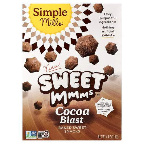 <img alt="Simple Mills, Sweet Mmms, Baked Sweet Snacks, Cocoa Blast, 4 oz (113 g)" title="Simple Mills, Sweet Mmms, Baked Sweet Snacks, Cocoa Blast, 4 oz (113 g),810021672373"