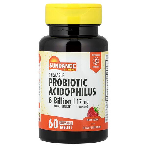 <img alt="Sundance Vitamins, Chewable Probiotic Acidophilus, Berry, 60 Chewable Tablets (8.5 mg per Tablet)" title="Sundance Vitamins, Chewable Probiotic Acidophilus, Berry, 60 Chewable Tablets (8.5 mg per Tablet),840093102898"