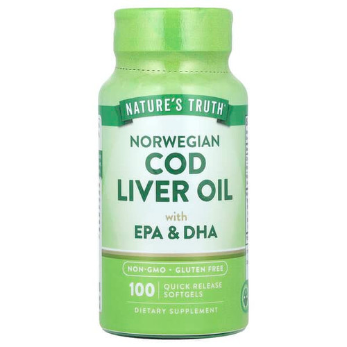<img alt="Natures Truth, Norwegian Cod Liver Oil with EPA & DHA, 100 Quick Release Softgels" title="Natures Truth, Norwegian Cod Liver Oil with EPA & DHA, 100 Quick Release Softgels,840093101495"