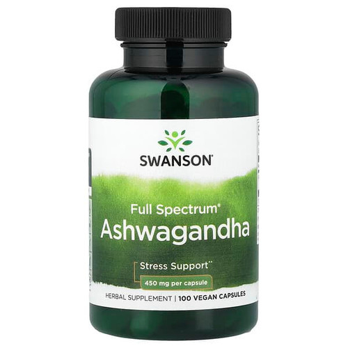 <img alt="Swanson Vitamins, Full Spectrum Ashwagandha, 100 Vegan Capsules  (450 mg per Capsule)" title="Swanson Vitamins, Full Spectrum Ashwagandha, 100 Vegan Capsules  (450 mg per Capsule),087614019574"